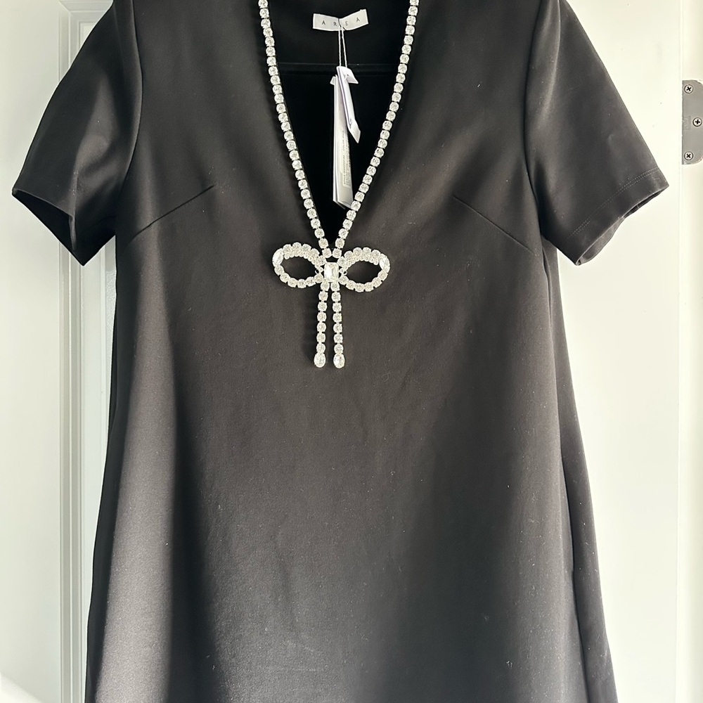 AREA - CRYSTAL BOW V-NECK T-SHIRT DRESS NWT - Picture 7 of 8